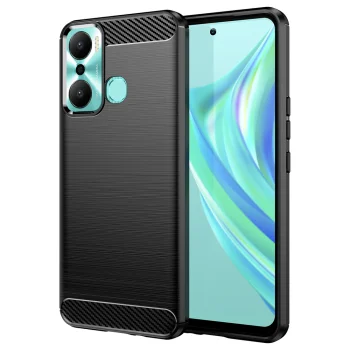 Vāciņš Infinix Hot 20 Play telefonam, Carbon Case sērija, melns