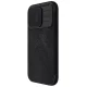 Ādas futrālis ar kameras vāciņu iPhone 15 Pro Max Nillkin Qin Leather - melns | Case with Camera Cover for Black