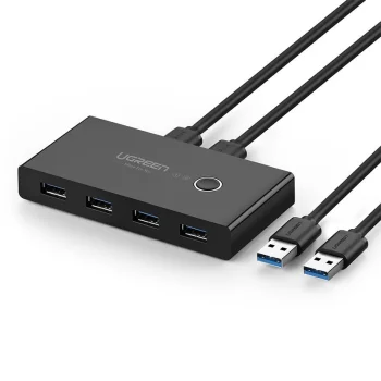 USB-переключатель Ugreen US216 для 2 компьютеров, 4x USB 3.2 Gen 1, черный