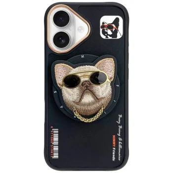 Чехол Nimmy Glasses Cool Dog MagSafe для iPhone 16, черный