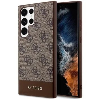 Samsung Galaxy S23 Ultra (SM-S918) Guess 4G Stripe Collection Case Cover (GUHCS23LG4GLBR), Brown | Telefona Maciņš...