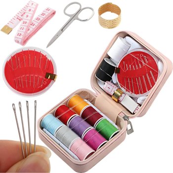 46-Piece Travel Sewing Kit with Case Needles Thread & Accessories
