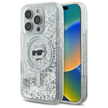 Apple iPhone 16 Pro Max 6.9'' Karl Lagerfeld Liquid Glitter Choupette Head Magsafe Cover Case, Clear