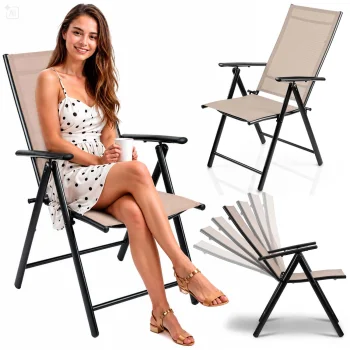 Sofotel So-983 Folding Garden Chairs, Set of 2, Beige