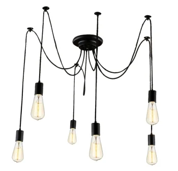 Griestu lampa ar 6 svirām ZD74, melna