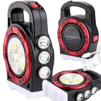 Solar flashlight portable rechargeable LED powerbank floodlight power