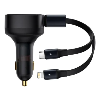 Baseus Enjoyment 2in1 automašīnas lādētājs 30W melns (CGTX000001) | Phone Car Charger