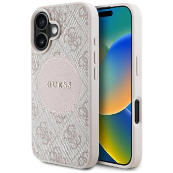 Чехол Guess 4G Circle Classic Logo MagSafe для iPhone 16 - Розовый