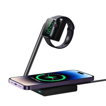 2v1 magnētiskais bezvadu lādētājs Joyroom JR-WQN05 15W (melns) | 2in1 Magnetic Wireless Charger (Black)