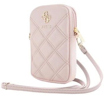 Сумка для телефона Guess Zip Quilted 4G, розовая