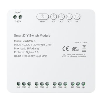 4 kanālu ZigBee slēdža modulis Avatto ZWSMMD-4-32V DC 32V
