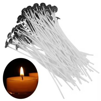 Cotton Candle Wicks with Metal Tabs, 10 cm, 10 pcs.
