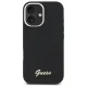 Telefona vāciņš Guess Silicone Script Metal Logo & Frame priekš iPhone 16, melns