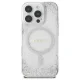 Guess Resin Gradient Glitter MagSafe vāciņš iPhone 16 Pro, sudraba