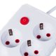 Maclean MCE392 W Pagarinātājs, 4 ligzdas, 3x USB, 2500W, 1.5m, Balts