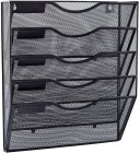 Wall Mounted File Organizer with 5 Tiers, Black