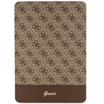 Guess iPad 10.2" atverams vāciņš maciņš grāmatiņa 4G Stripe Allover, brūns