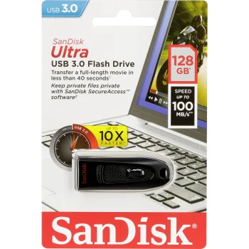 USB zibatmiņa SanDisk Ultra SDCZ48-128G-U46, 64 GB, USB 3.0, melna