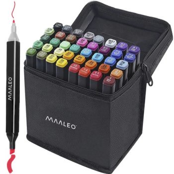 Dual Tip Alcohol Art Markers Set of 40 with Case MAALEO 24102