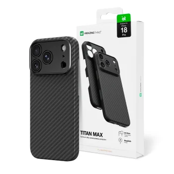 Чехол AmazingThing Titan Max Lens для iPhone 18 Pro с защитой камеры, MagSafe, черный