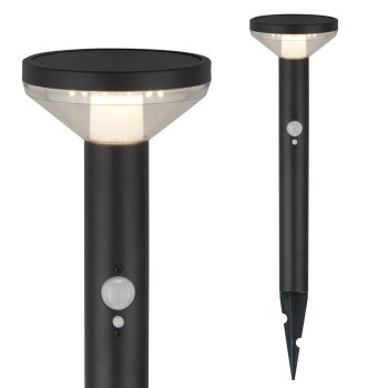Maclean MCE465 B LED solārā lampa ar sensoru, 3 režīmi, IP44, melna