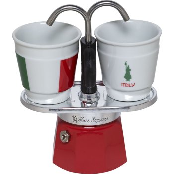 Bialetti Mini Italia espresso kafijas automāta komplekts ar 2 krūzītēm
