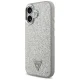 Чехол Guess Glitter Triangle Logo MagSafe для iPhone 17 - серебристый