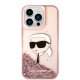 Karl Lagerfeld Liquid Glitter Karl\'s Head Case for iPhone 14 Pro - Pink