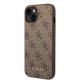 Guess iPhone 15 Plus vāciņš 4G Metal Gold Logo, brūns