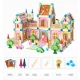 Bērnu Rotaļu Spēļu Leļļu Koka Māja - Konstruktors ar Aksesuāriem, 268 detaļas | Wooden Building Blocks Doll...