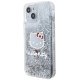 Hello Kitty iPhone 15 Case Liquid Glitter Charms Kitty Head, Silver