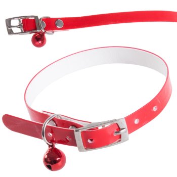 Adjustable collar for dog or cat with bell, 30cm, red/green/purple