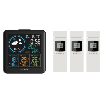 Kienzle 15004 meteoroloģiskā stacija ar 3 bezvadu sensoriem, melna