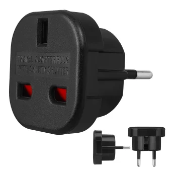 Maclean MCE72 UK uz EU strāvas adapteris, melns