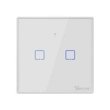 Sienas Pieskāriena Viedais Slēdzis (2- kanāli) /WiFi/ RF 433 Sonoff T2 EU TX | Wall Mounted Smart Light Switch