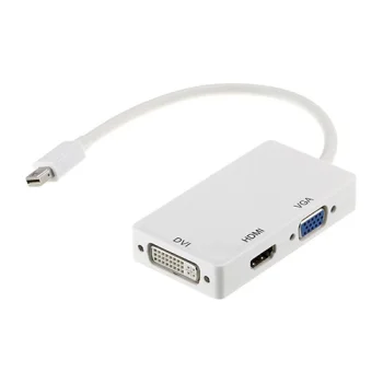 Адаптер Mini DisplayPort на HDMI DVI VGA 3-в-1 Белый 0.2м
