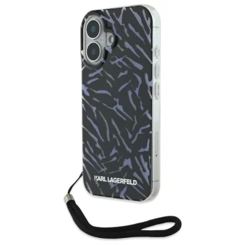 Karl Lagerfeld iPhone 16 Plus vāciņš Zebra With Cord, violets