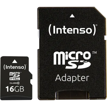 Карта памяти Intenso microSDHC 16 ГБ Class 10 с SD-адаптером