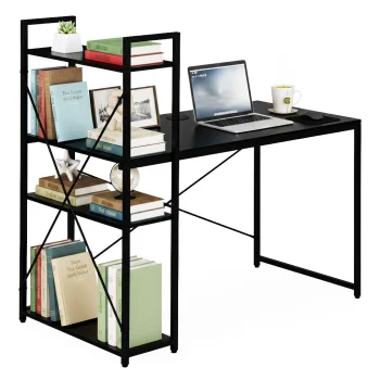 Modernhome datorgalds ar plauktu 120x60 cm, melns