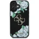 Чехол Guess Grained Roses Big 4G logo для iPhone 16, черный