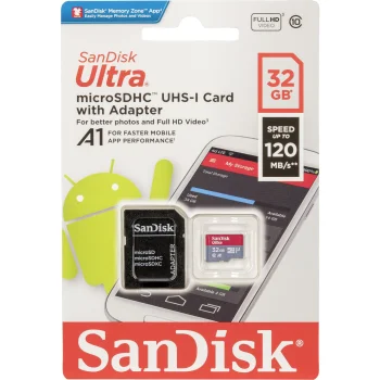 SanDisk Ultra microSDHC Memory Card 32GB 120MB/s with Adapter SDSQUA4-032G-GN6MA