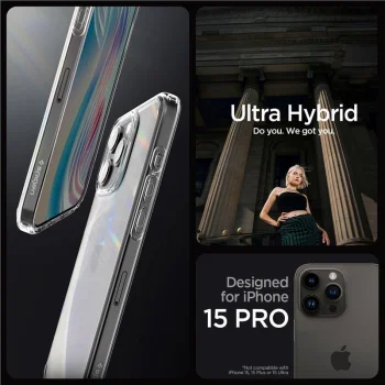 Spigen iPhone 15 Pro vāciņš Crystal Hybrid, caurspīdīgs