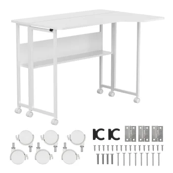Складной L-образный стол Maclean MC-126 L/W, 100x73см, белый