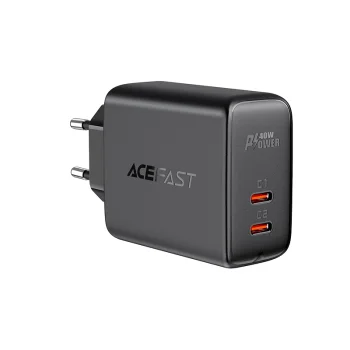 Acefast A9 tīkla lādētājs 2x USB-C 40W, melns