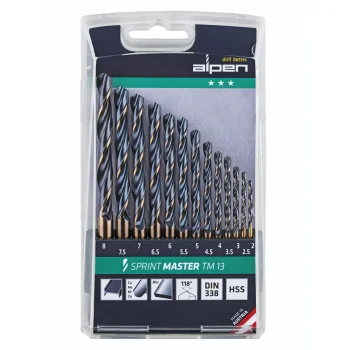 Alpen Sprint Master TM 13 HSS metāla spirālurbju komplekts, 2-8 mm, 13 gab.