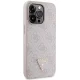 Чехол Guess для iPhone 13 Pro Max Metal Logo Strass Crossbody, розовый