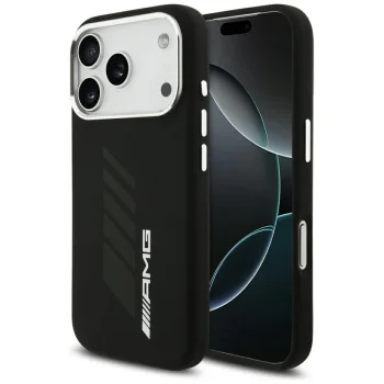 Mercedes AMG Silicone Oversize Rhombs MagSafe vāciņš Apple iPhone 17 Pro, Melns