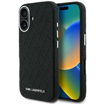 Чехол для iPhone 16 Karl Lagerfeld FW Stamped Karl MagSafe, черный