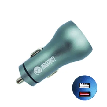 Extra Digital Dual USB Car Charger QC 3.0 30W 12V-24V, Titanium Grey