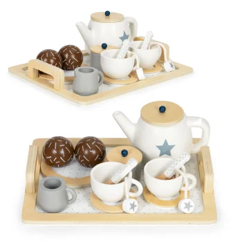 Деревянный чайный сервиз для детей Ecotoys (17 предметов)